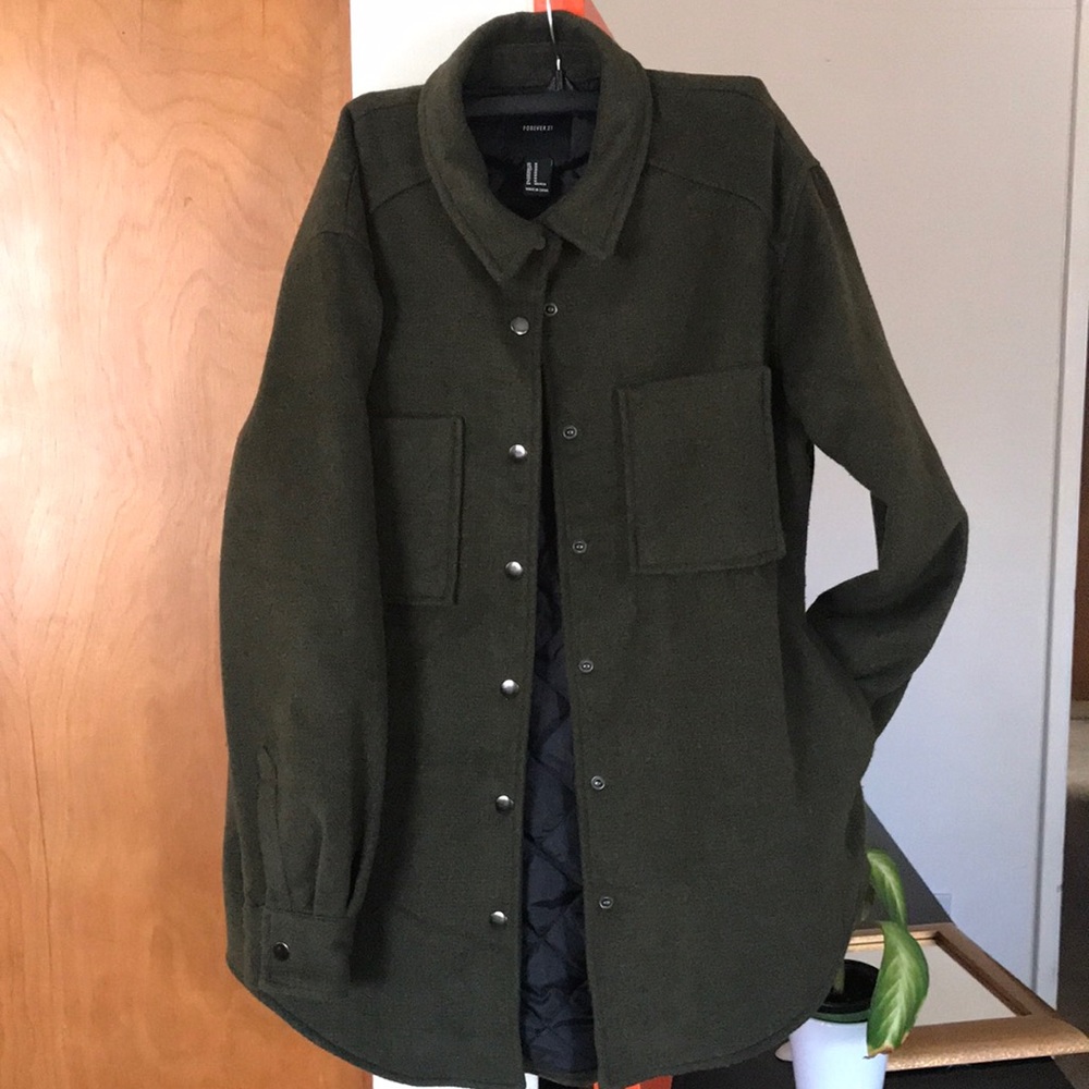 olive faux wool coat